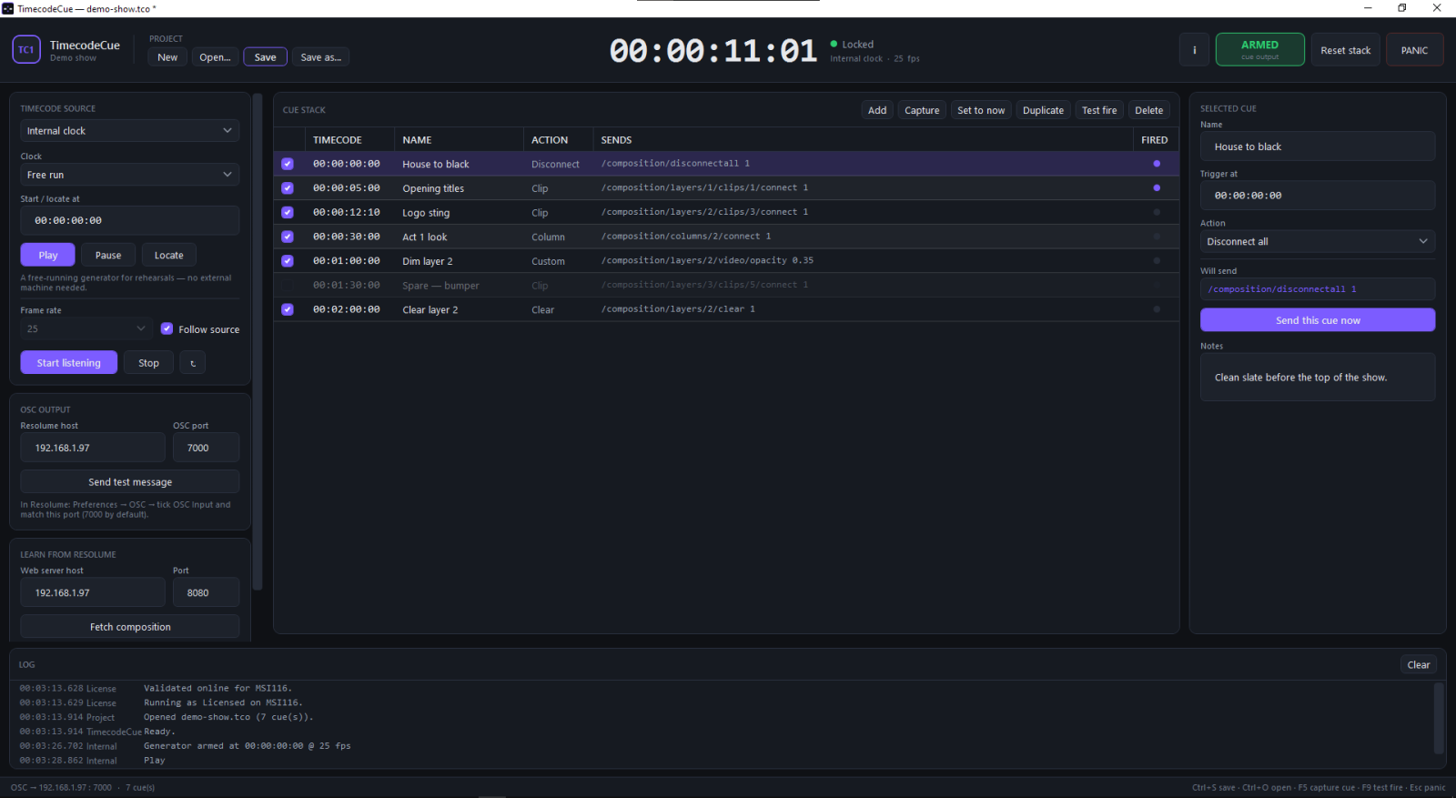 TimecodeCue screenshot 1